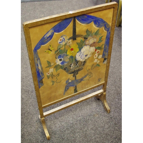 124 - A Rowley Gallery fire screen painted by A.J.Rowley of The Rowley Gallery, Kensington, signed , early... 