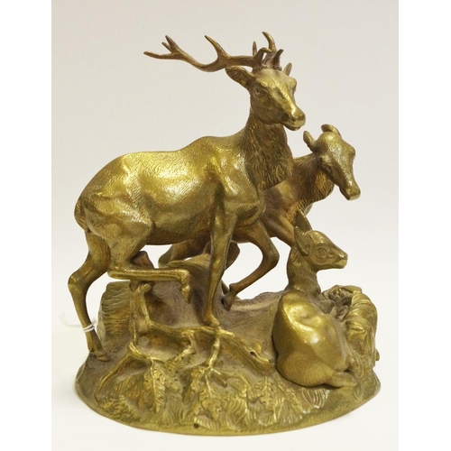 14 - A 19th century brass group of a deer family