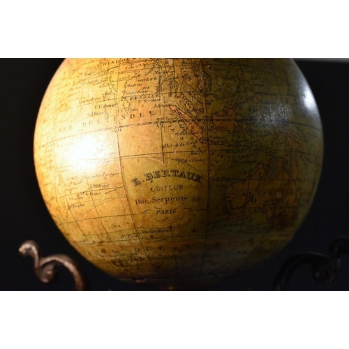 3467 - An unusual French gilt metal mounted veined marble cartographic library clock, 8cm dial with Arabic ... 