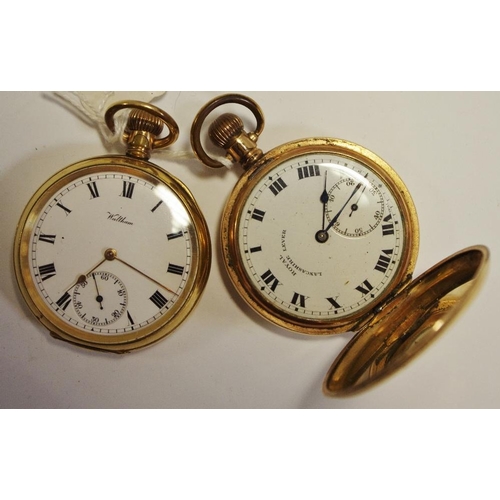 294 - A gold plated full hunter pocket watch, Roman numerals, inscribed Royal Lancaster Lever;  another, o... 