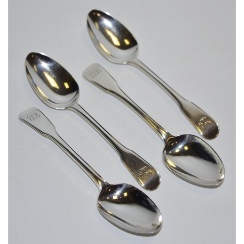 310 - A set of four George III silver dessert spoons by William Eley & William Fearn dated 1803 167g gross