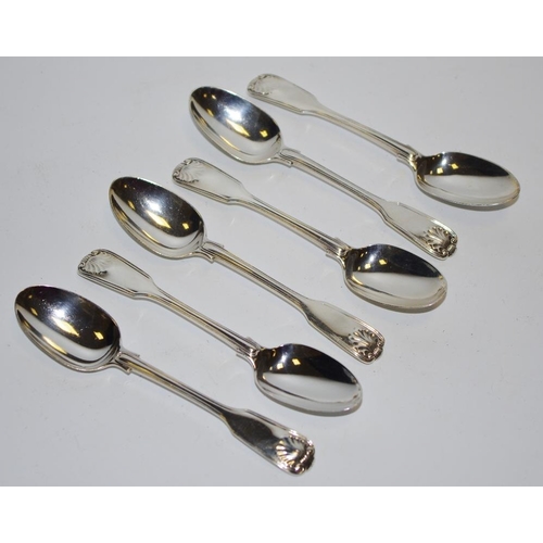 314 - A set of six early Victorian silver teaspoons 214.5g gross