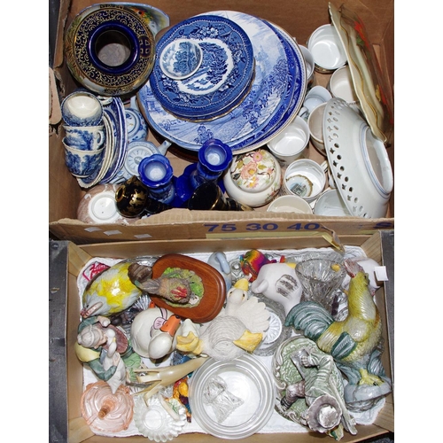 385 - Decorative Ceramics & Glass - various early 20th century blue and white cabinet plates; cut glass; S... 