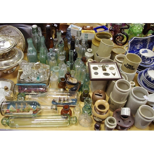 403 - Salvage - various 19th century and some later bottle finds including inkwells, apothecary, ship in a... 