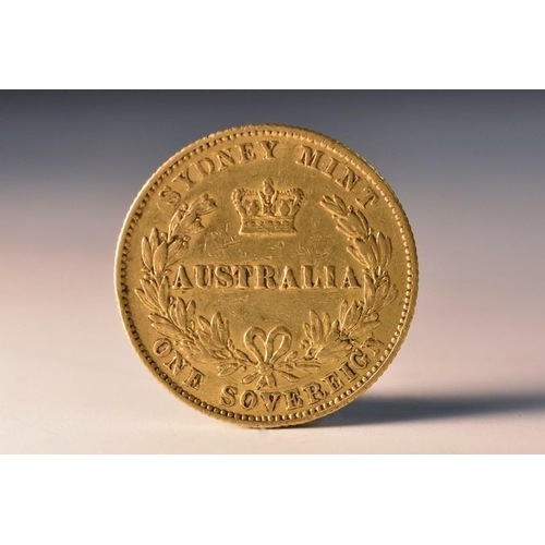 3699 - Coin, GB, Colonial Australia Mint, Queen Victoria, 1867 gold sovereign, obv: laureate head left, rev... 