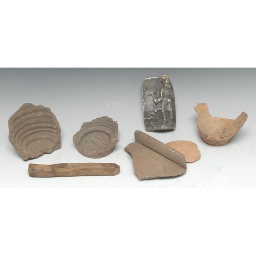 3759 - Antiquities - Roman pottery fragments, various, including coil pot, terracotta vessels; a museum-typ... 