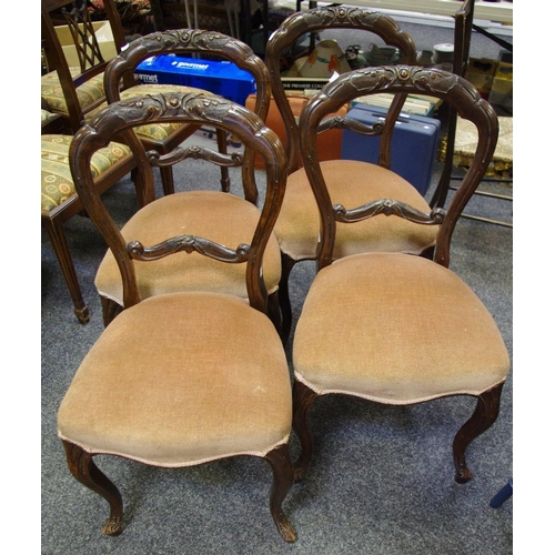 480 - A set of four Victorian carved balloon back dining chairs c.1880