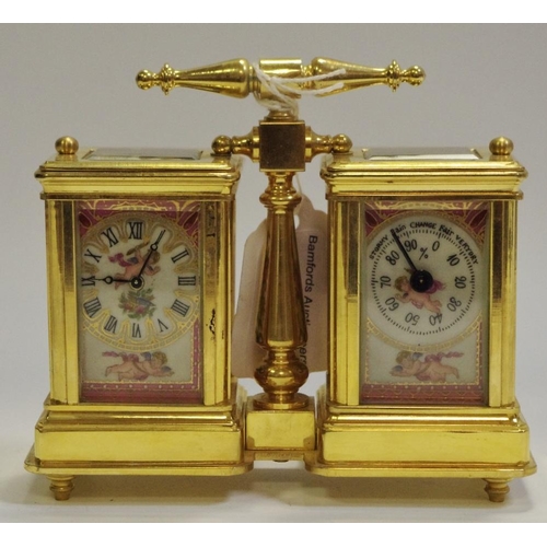 5 - A Sevres type combination desk clock and thermometer