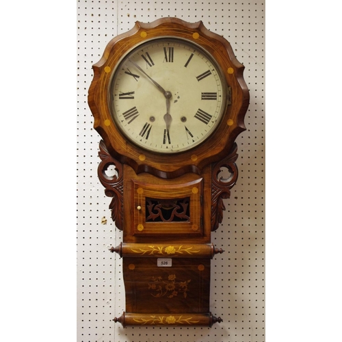 526 - A 19th century wall clock, profusely inlaid throughout