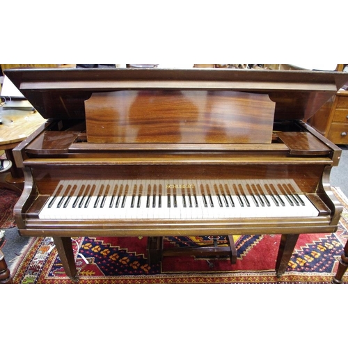 527 - An early 20th century Schubert baby grand boudoir piano retailed by Harrods