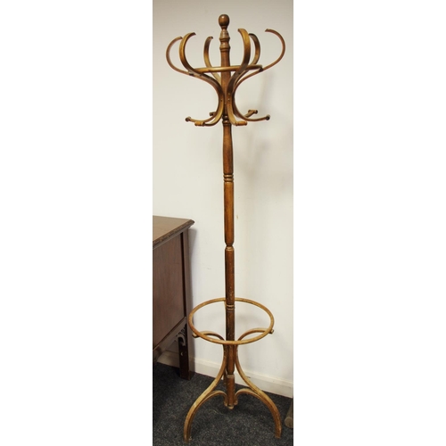 530 - An early 20th century pitch pine bent wood coat stand c.1920