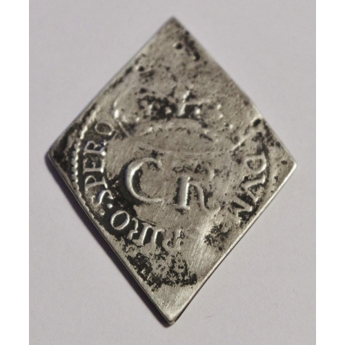 47A - English Civil War, Charles I, Siege of Newark 1648, silver shilling, cut plate diamond-shaped date d... 