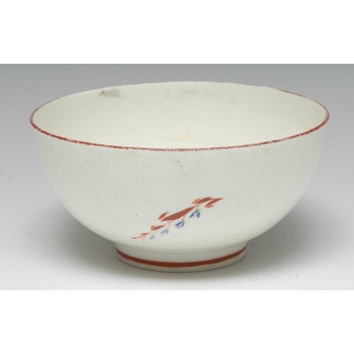 105 - A Pinxton slop basin, pattern 1, red sprig version, iron red borders, 6.7cm high, 13.7cm diam, c.179... 