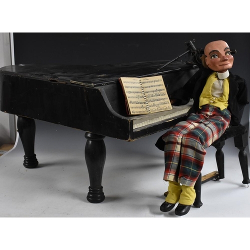 3103 - Phyllis Knight-Jones (1933-2009) a hand made marionette puppet pianist and grand piano, carved and p... 