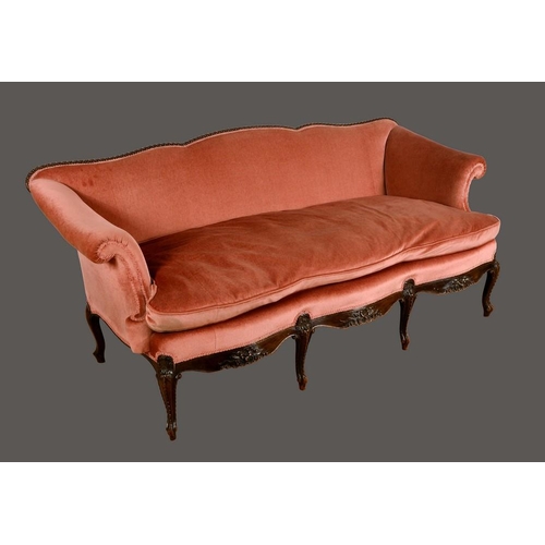 1471 - A George III Revival mahogany shaped serpentine sofa, in the French Hepplewhite manner, gadrooned cr... 