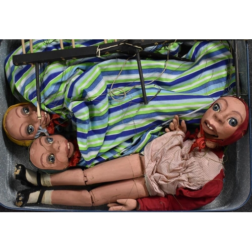 3104 - Phyllis Knight-Jones (1933-2009) a trio of hand made marionette puppets, all attached to a single pa... 