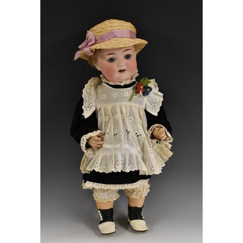 3115 - Porzellanfabrik Mengersgereuth  - a bisque porcelain socket doll, fixed blue eyes, open mouth with o... 