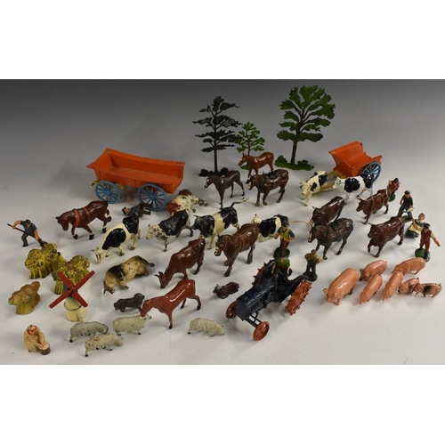 3133 - An extensive hollow cast metal model farm and accessories, Britain's, Crescent Toys, etc inc Britain... 