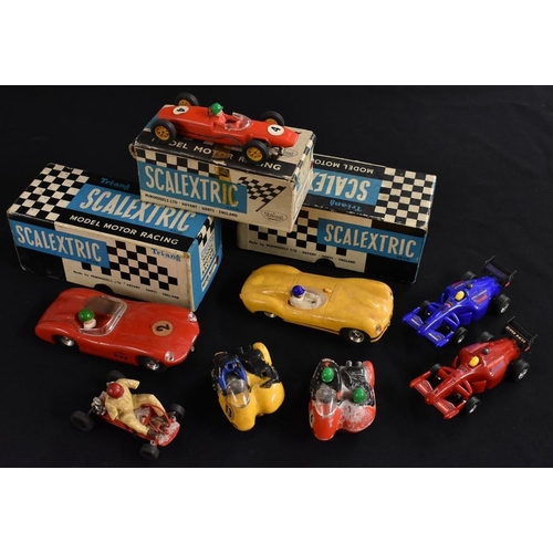 3184 - Scalextric cars - Tri-ang  C.57 MM Aston Martin, red, green and white driver Rn2;  another C.90/MM, ... 