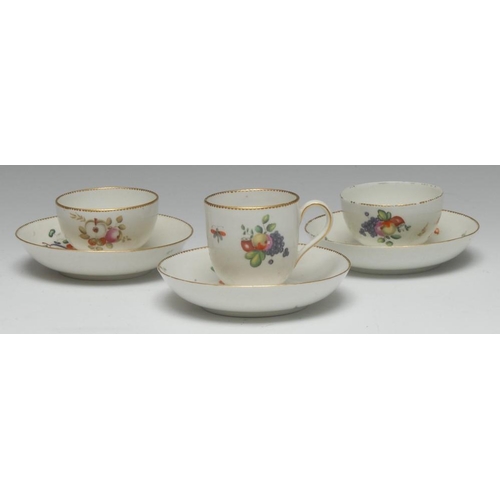 182 - A Chelsea-Derby coffee cup and saucer, painted in the manner of James Giles, in polychrome enamels w... 