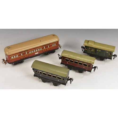 3216 - O Gauge - a Kraus Fandor Trains a tinplate lithographed Leipzig 1122 goods van;  others 1st and 2nd ... 