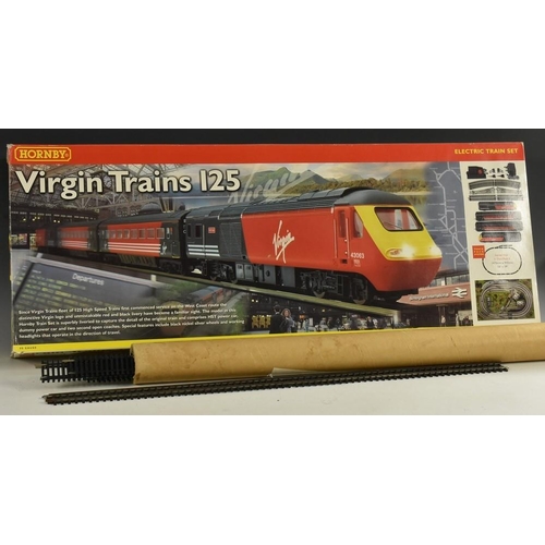 3230 - OO gauge - a Hornby Virgin Trains intercity 125 train set, R1023, others inc Flying Scotsman engine ... 