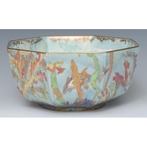 350 - A Wedgwood Fairyland lustre octagonal bowl, designed by Daisy Makeig-Jones, printed and painted in c... 