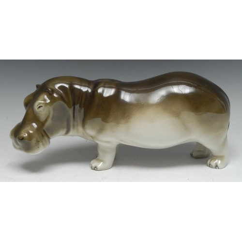 362 - A Royal Dux model, of a hippopotamus, 32cm wide, printed mark