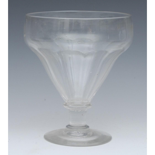 371 - A 19th century clear glass rummer, fluted knopped column, circular base, 18.5cm high. c.1820  Proven... 