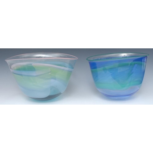 381 - Annette Meech - The Glass House studio bowl, 1012, of irregular form, 25cm high, incised mark, 1984;... 