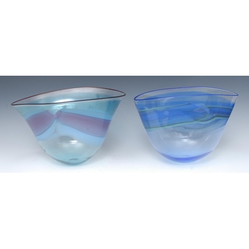 382 - Annette Meech - The Glass House studio bowl, 923, of irregular form, 25cm high, incised mark, 1984; ... 