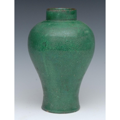 444 - A Chinese stoneware baluster vase, in emerald monochrome, 25cm high, 18th/19th century   Provenance:... 