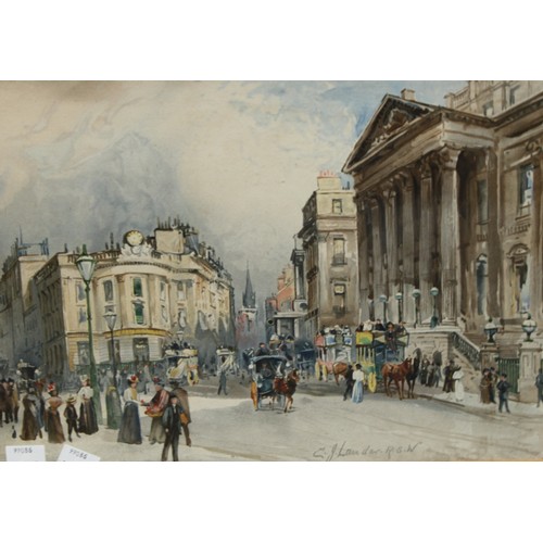 118 - C J Lauder, after, A Pair, The Mansion House and Picadilly Circus, lithographs, approx. 24cm x 33cm,... 