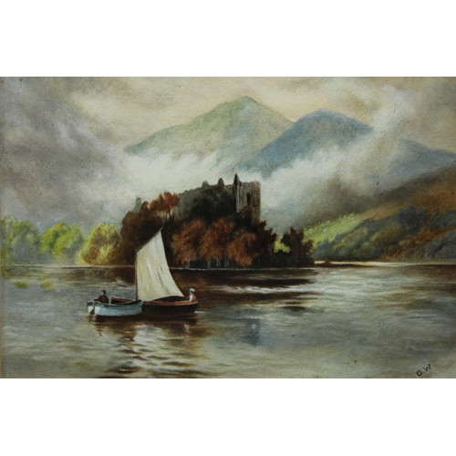 171 - ** Earp
View Across the Lake with Mountains in the Distance
signed, watercolour, 23cm x 53cm; two ot... 