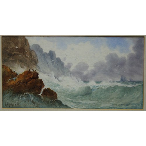 177 - L Clarence, Penzance Cornwall, coastal scene, signed, watercolor; other coastal scenes (3)