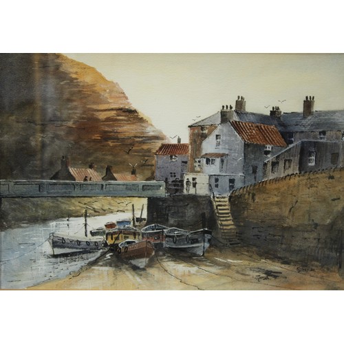 177 - L Clarence, Penzance Cornwall, coastal scene, signed, watercolor; other coastal scenes (3)