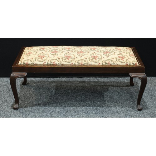 165 - A Chinese style hardwood coffee table, rectangular panel top, cabriole legs, 59cm high, 76cm wide; a... 