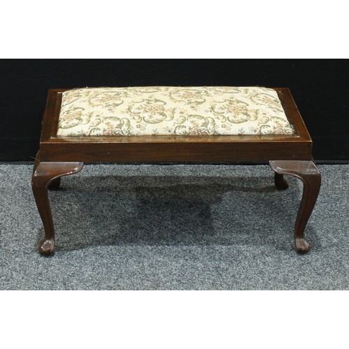 165 - A Chinese style hardwood coffee table, rectangular panel top, cabriole legs, 59cm high, 76cm wide; a... 