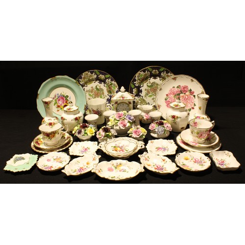 246 - A Royal Albert Old Country Roses pattern pair of vases, pair of jars and covers, cups and saucers; a... 