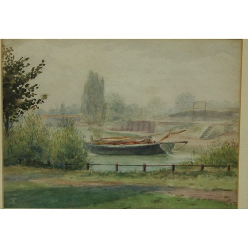 320 - Leonard Ormonde
River Scene
watercolour, label to verso,  19cm x 25cm