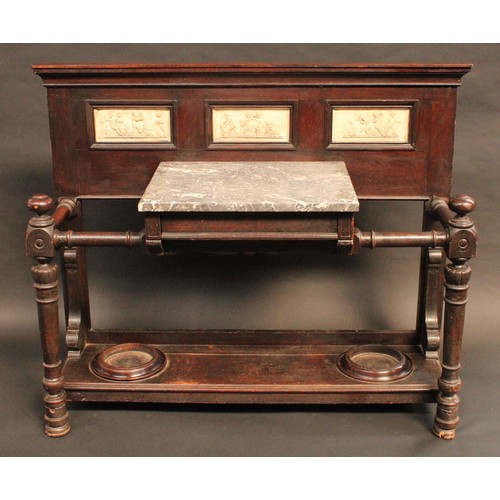 236 - A large Victorian Country House hall stand, by Maple & Co, stamped, rectangular back with three pane... 