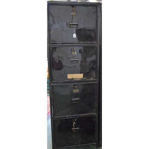 16A - An early 20th century safe archive filing system, composed of an open wrought metal frame housing ei... 