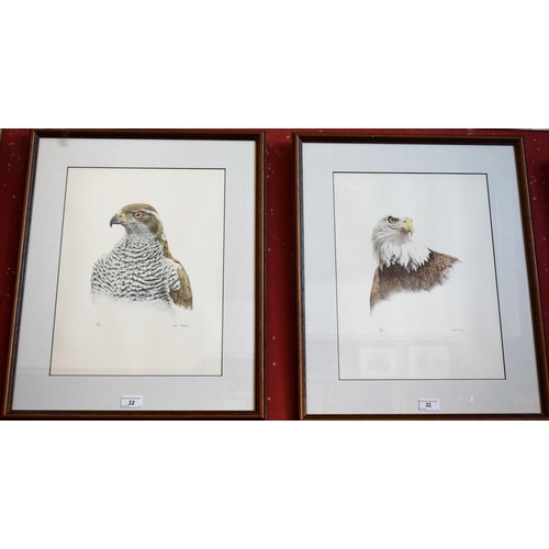 32 - Don Cordery, by and after, a pair of lithograph prints, Bald Headed Eagle and Goshawk, signed in pen... 