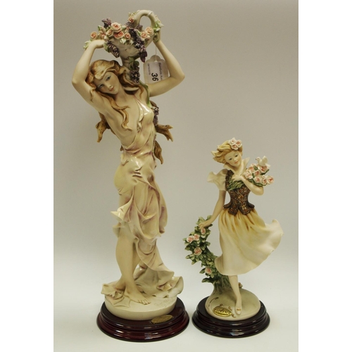 36 - A Capodimonte Florence figure, limited edition 42cm high, Giuseppe Armani ; another, 24cm high (2)