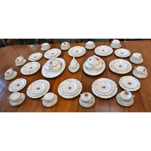 51 - A comprehensive Royal Crown Derby Autumn Rose pattern dinner service, for twelve, comprising a pair ... 