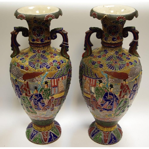 82 - A pair of Japanese Satsuma style vases (2)