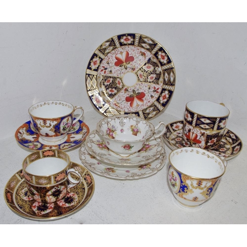 87 - Cabinet cups and saucers- Royal Crown Derby 1128; Derby 2451 trio; hand painted trio; Royal Doulton ... 