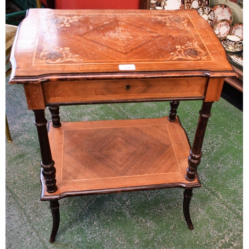 54 - A 19th century French rosewood and marquetry rectangular dressing table, hinged cover enclosing a mi... 