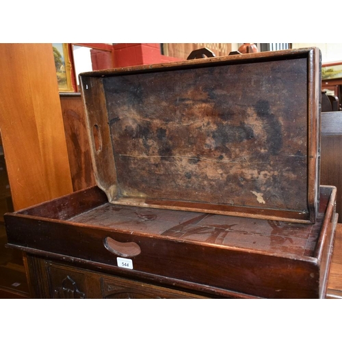 544 - A 19th century mahogany butler's serving tray; another (2)