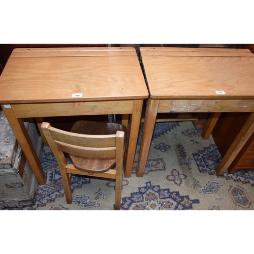 546 - A child's school desk; another; a similar chair (3)